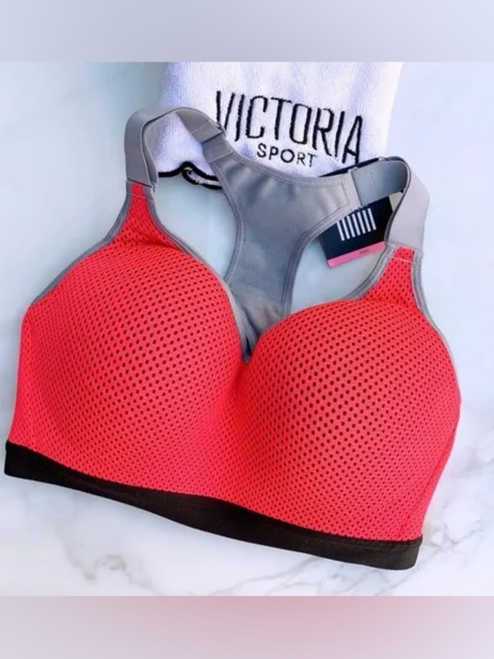 Victoria's Secret Coral and Gray Racerback Sports Bra
